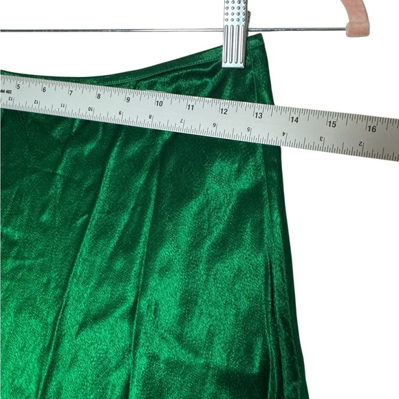 Zara Emerald Green Satin A-Line Midi Skirt Women’s Medium - Picture 4 of 6